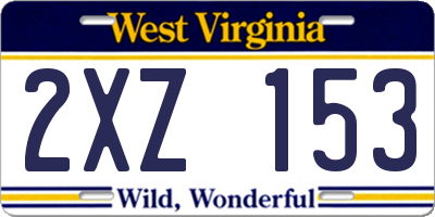 WV license plate 2XZ153