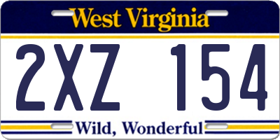 WV license plate 2XZ154
