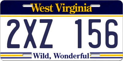WV license plate 2XZ156