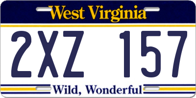 WV license plate 2XZ157