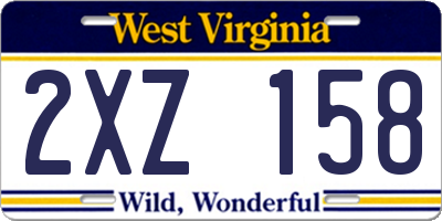 WV license plate 2XZ158