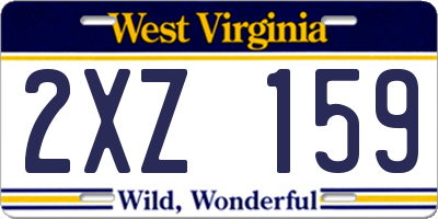 WV license plate 2XZ159