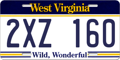 WV license plate 2XZ160