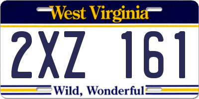 WV license plate 2XZ161