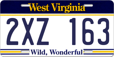 WV license plate 2XZ163
