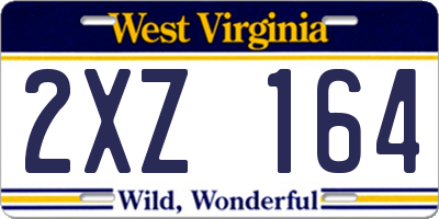 WV license plate 2XZ164