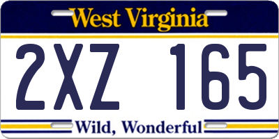 WV license plate 2XZ165