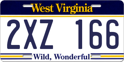WV license plate 2XZ166