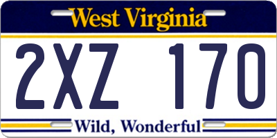 WV license plate 2XZ170