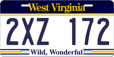 WV license plate 2XZ172