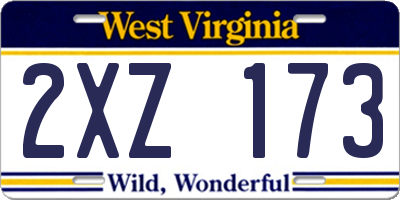WV license plate 2XZ173