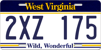 WV license plate 2XZ175