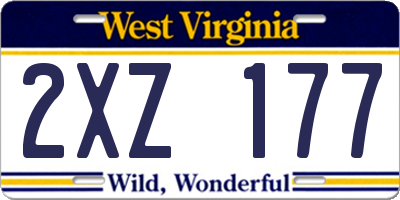 WV license plate 2XZ177