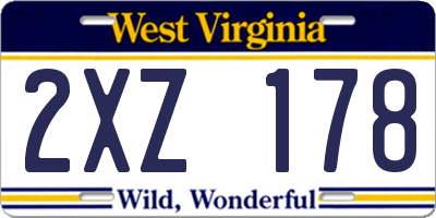WV license plate 2XZ178