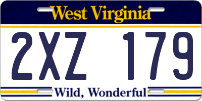 WV license plate 2XZ179