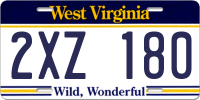 WV license plate 2XZ180