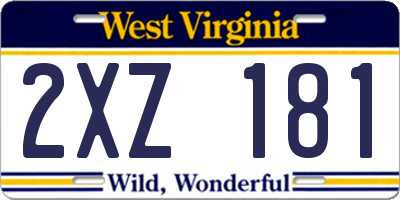 WV license plate 2XZ181