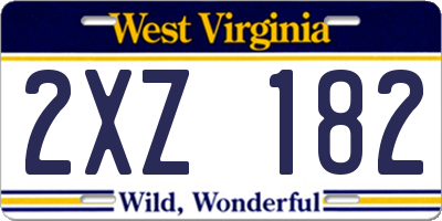 WV license plate 2XZ182