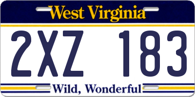 WV license plate 2XZ183