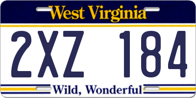 WV license plate 2XZ184