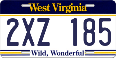WV license plate 2XZ185