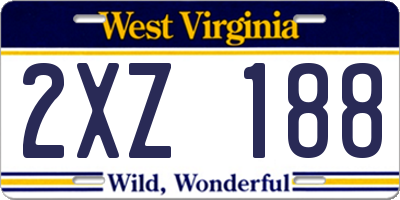 WV license plate 2XZ188