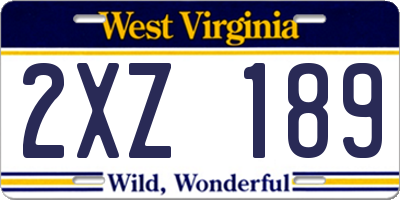 WV license plate 2XZ189