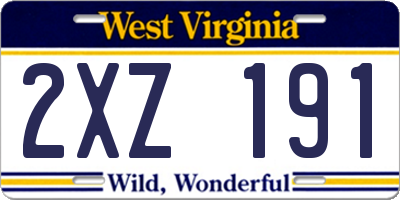 WV license plate 2XZ191