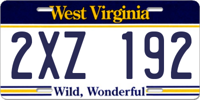 WV license plate 2XZ192