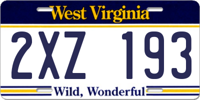WV license plate 2XZ193