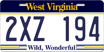 WV license plate 2XZ194