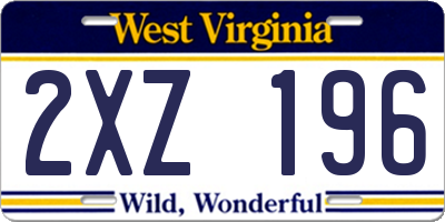 WV license plate 2XZ196