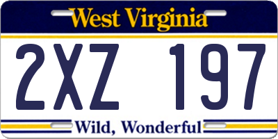 WV license plate 2XZ197
