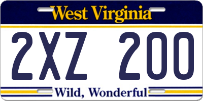 WV license plate 2XZ200