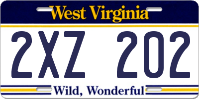 WV license plate 2XZ202