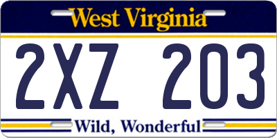 WV license plate 2XZ203