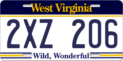 WV license plate 2XZ206