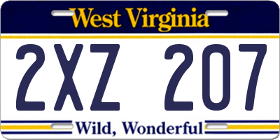 WV license plate 2XZ207