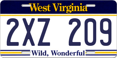 WV license plate 2XZ209