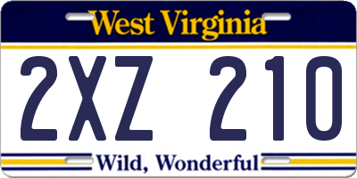 WV license plate 2XZ210