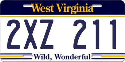WV license plate 2XZ211