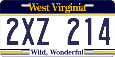 WV license plate 2XZ214