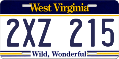 WV license plate 2XZ215