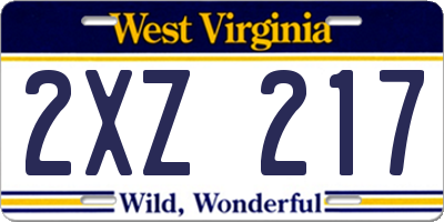 WV license plate 2XZ217
