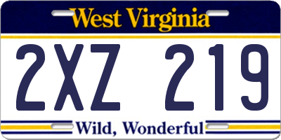 WV license plate 2XZ219