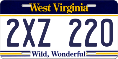 WV license plate 2XZ220