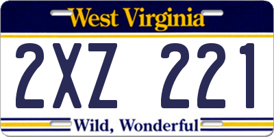 WV license plate 2XZ221