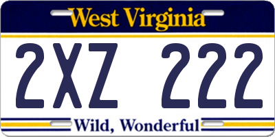 WV license plate 2XZ222