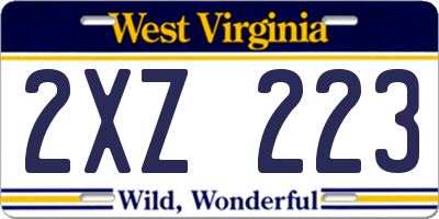 WV license plate 2XZ223