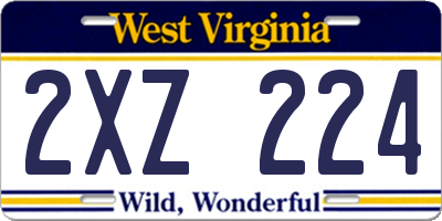 WV license plate 2XZ224